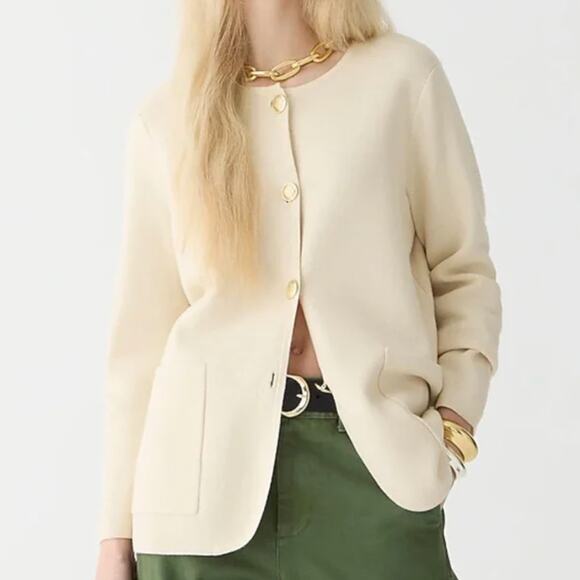 J. CREW Giselle Sweater Blazer Gold Buttons Ivory Cream Sz XXL {3K28} - Picture 1 of 8
